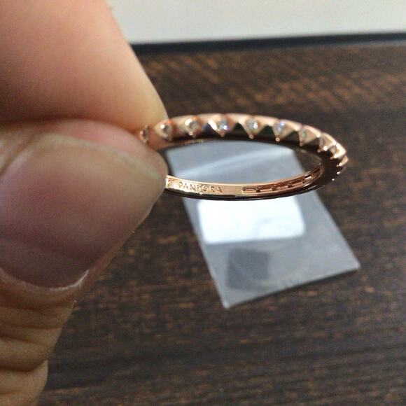 Pandora Rose Gold Pyramids Stud Ring Size 10 Estimated Womens Stackable Ring - Picture 1 of 5